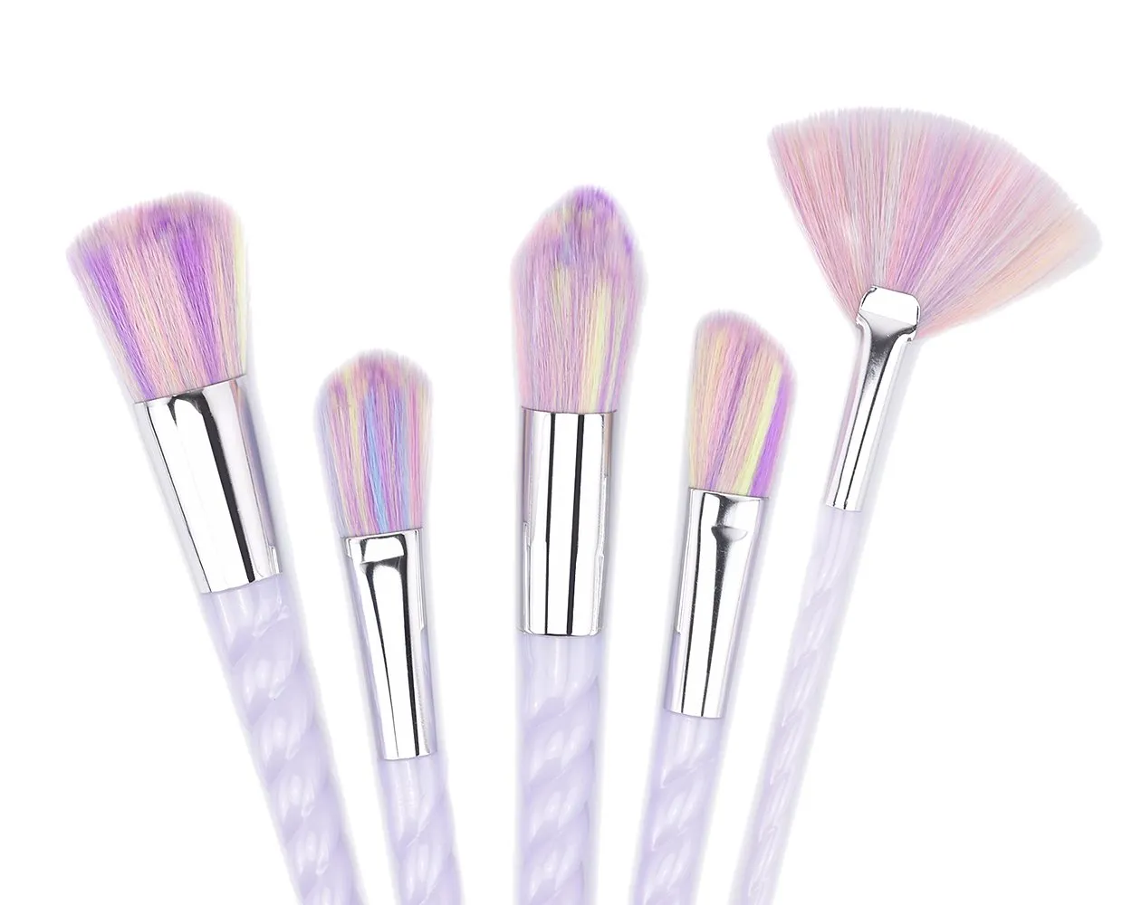 10 Pcs Professional Makeup Brush Set with Diamond Bag - Silver