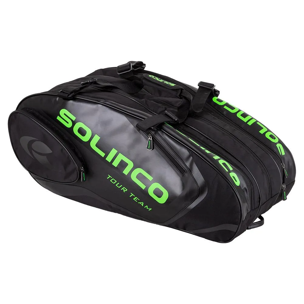 15-Pack Tour Team Tennis Racquet Bag Black and Neon Green