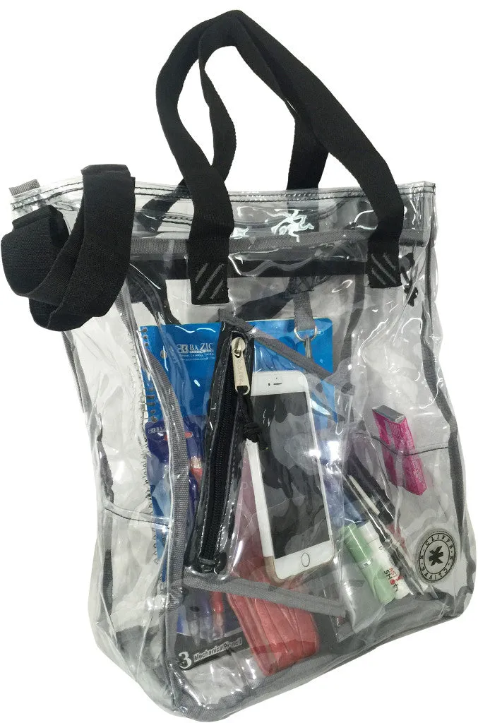 15.5" clear/black 0.5mm pvc messenger bag Case of 24