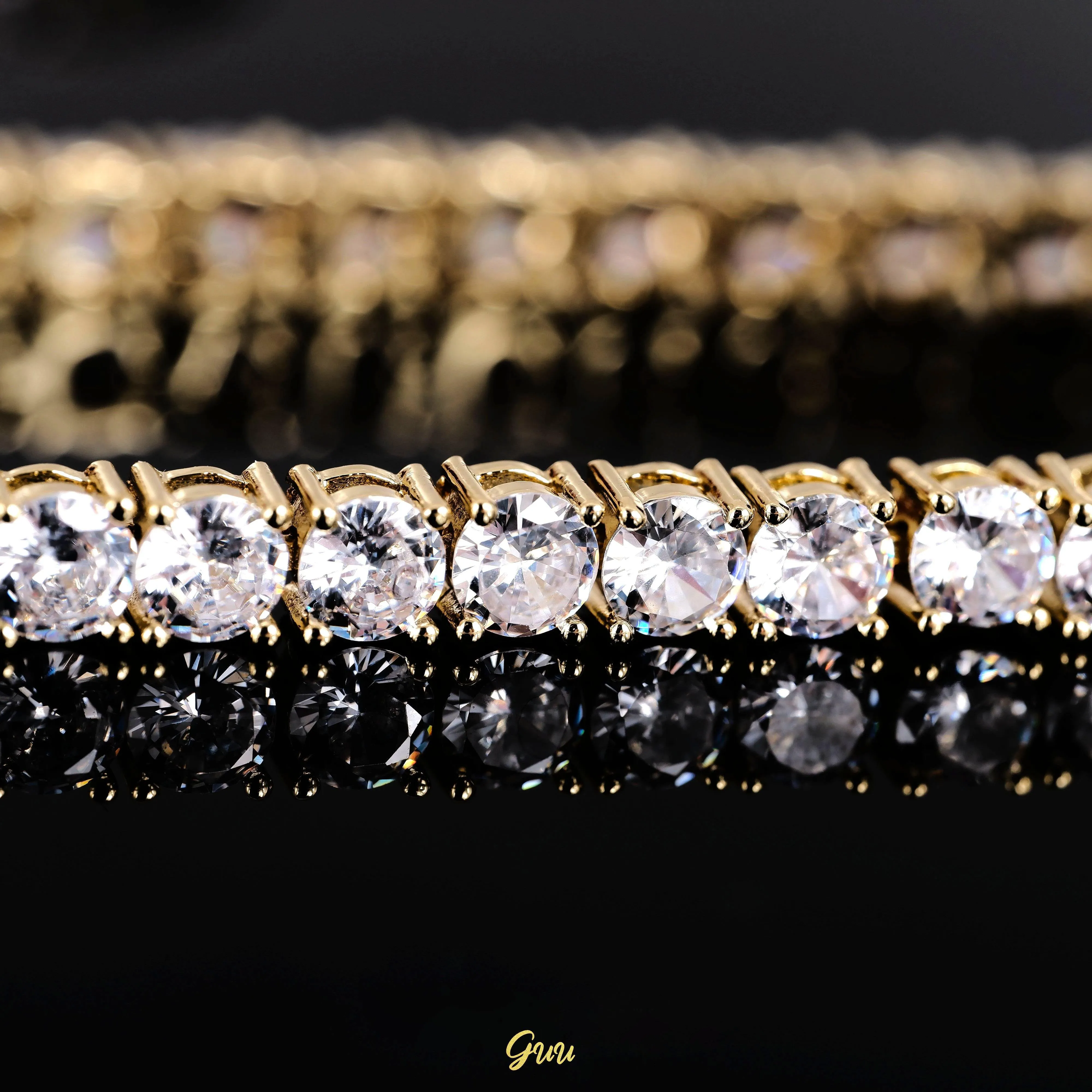 18k Gold-Plated  5mm AAA CZ Hip Hop Tennis Chain # Tennis Bracelet (Reward)