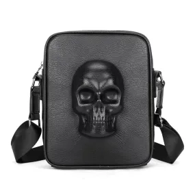 3D Bags Mens Skull Messenger Shoulder Handbag Black