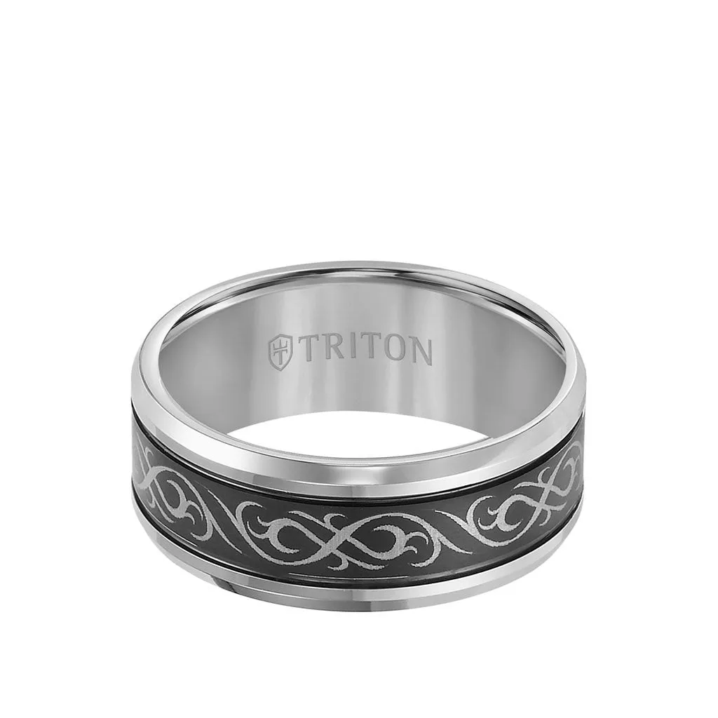 9MM Tungsten Carbide Ring - Laser Cut Center and Round Edge