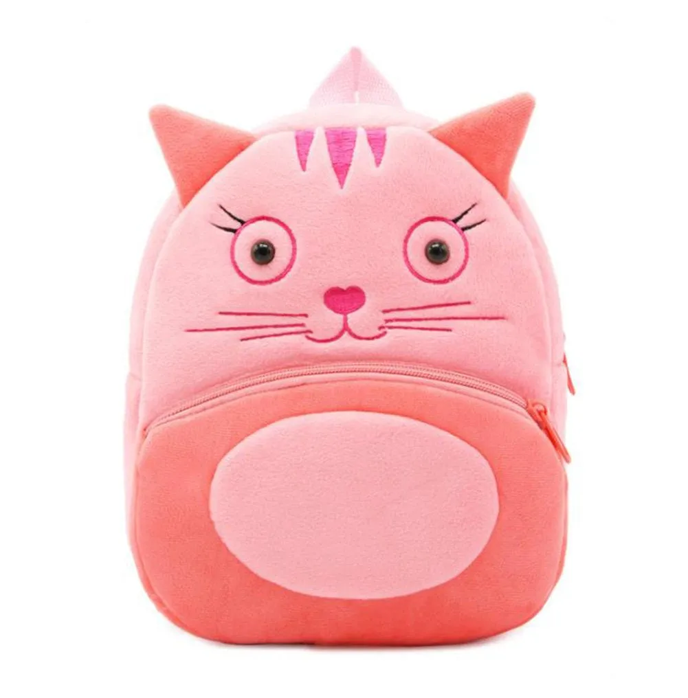 Anykidz 3D Pink Cat Kids School Backpack Cute Cartoon Animal Style Children Toddler Plush Bag Perfect Accessories For Boys and Girls