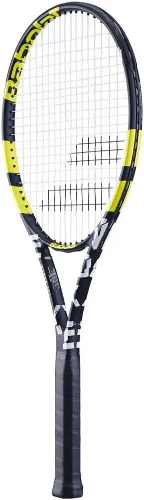 Babolat Evoke 102 Strung Tennis Racquet (Black/Yellow) Bundled with an RH3 Essential Tennis Bag