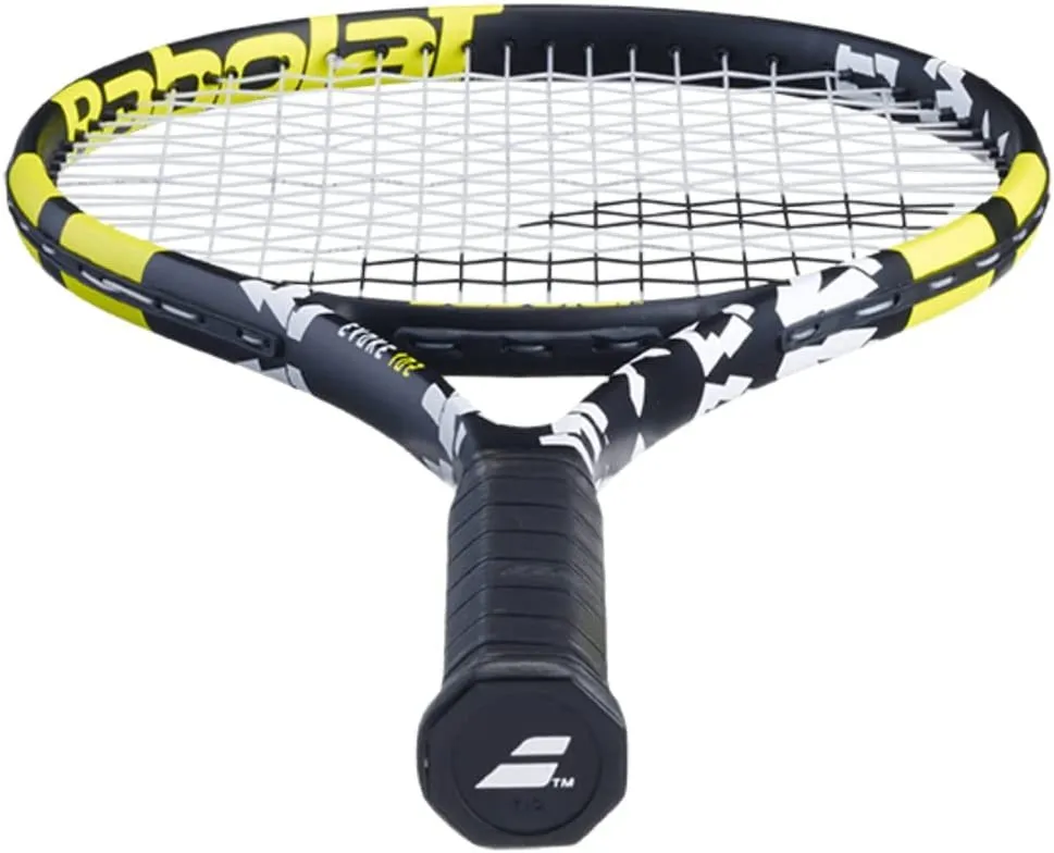 Babolat Evoke 102 Strung Tennis Racquet (Black/Yellow) Bundled with an RH3 Essential Tennis Bag