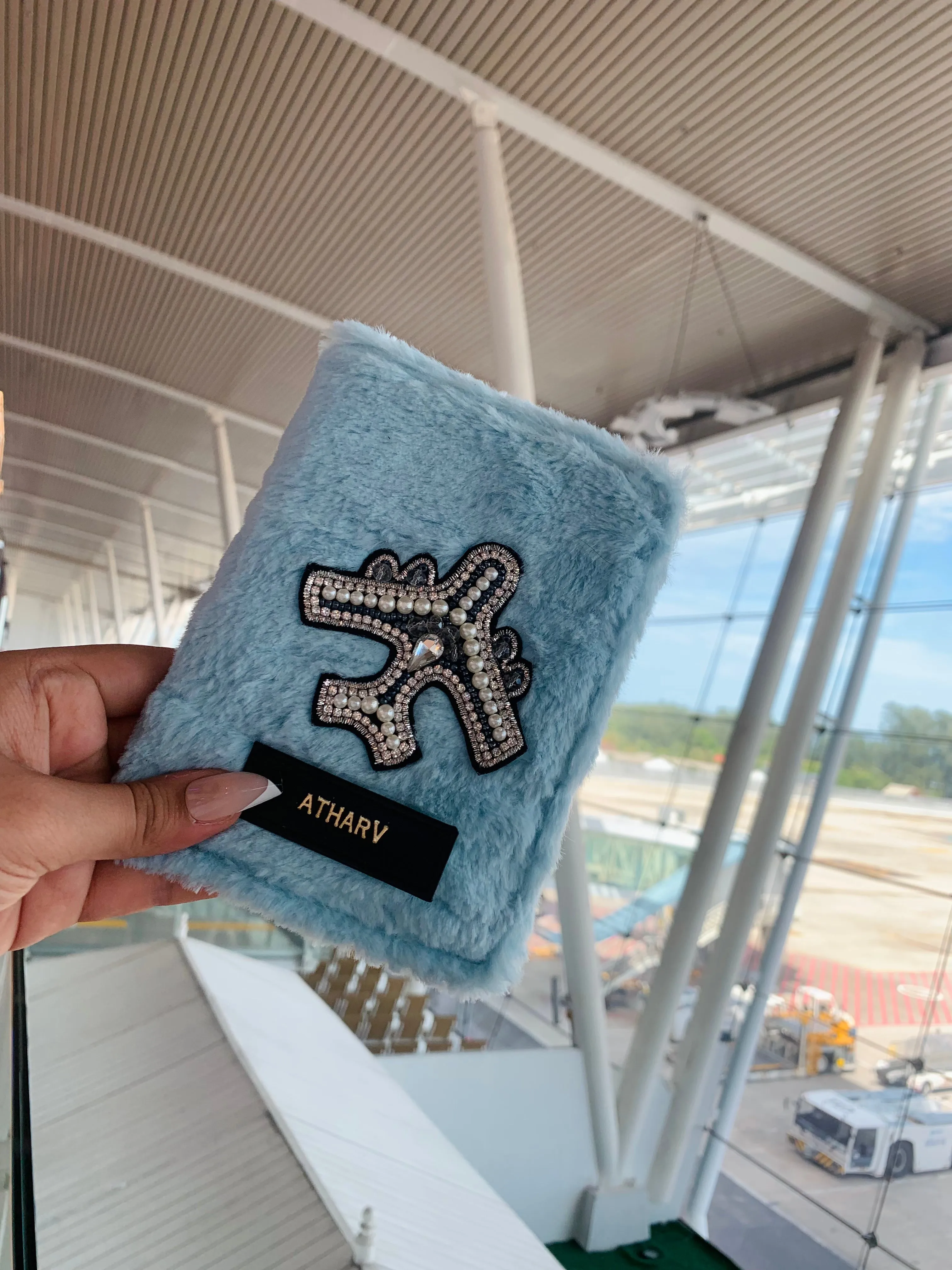 Baby Blue Furr Passport Cover