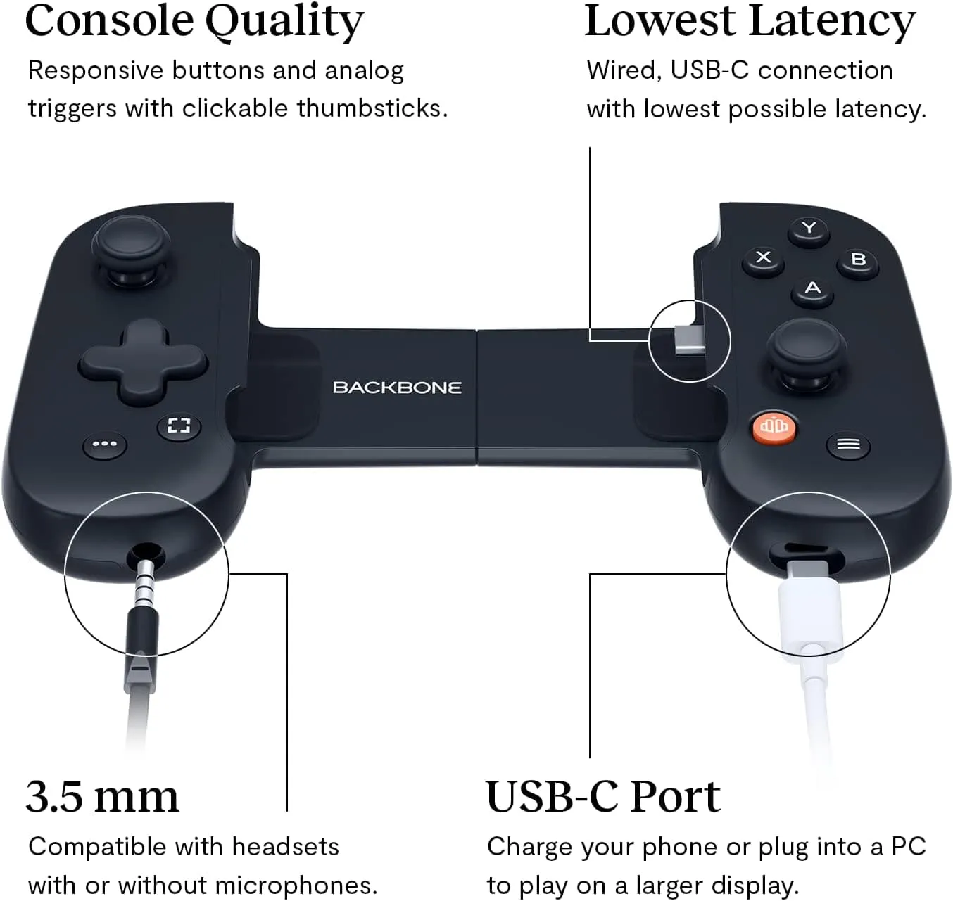 BACKBONE One Mobile Gaming Controller for Android (USB-C) - Xbox Edition - Turn Your Phone into a Gaming Console - Black