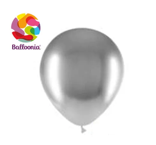 Balloonia 12" Balloon Brilliant Latex Silver 25CT