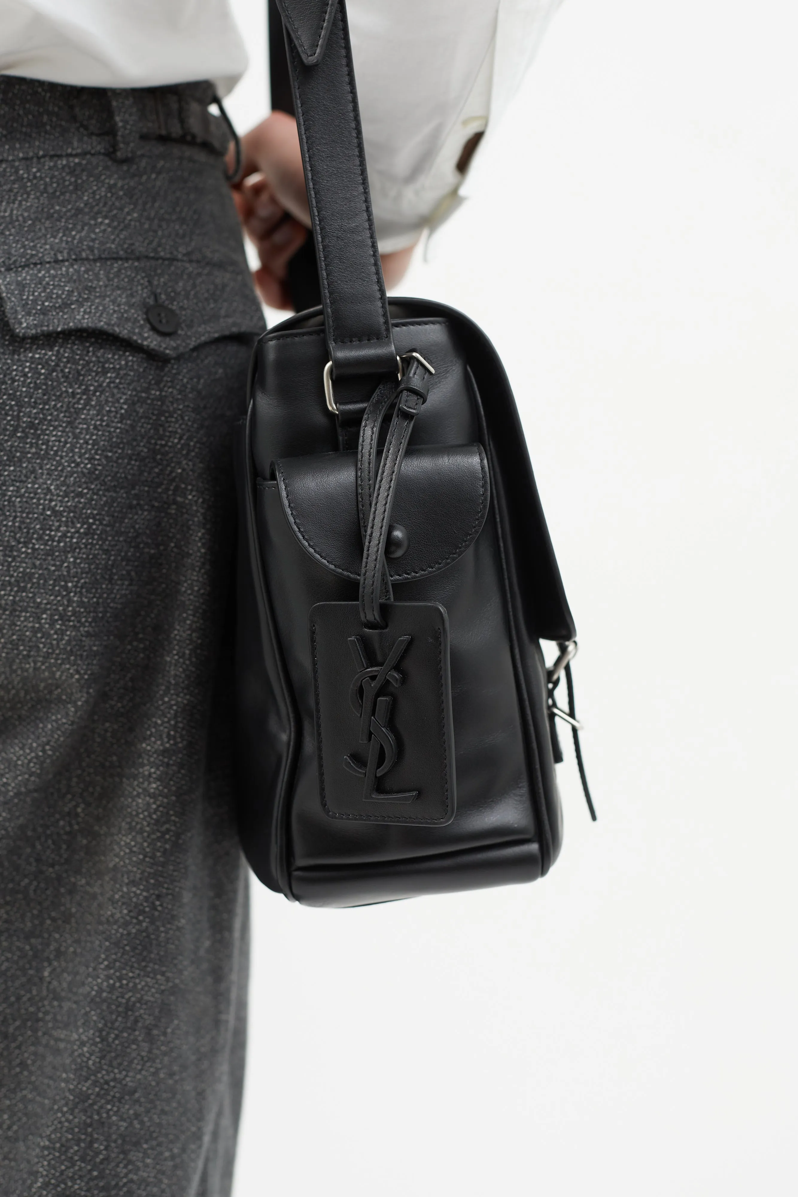 Black Leather Messenger Bag