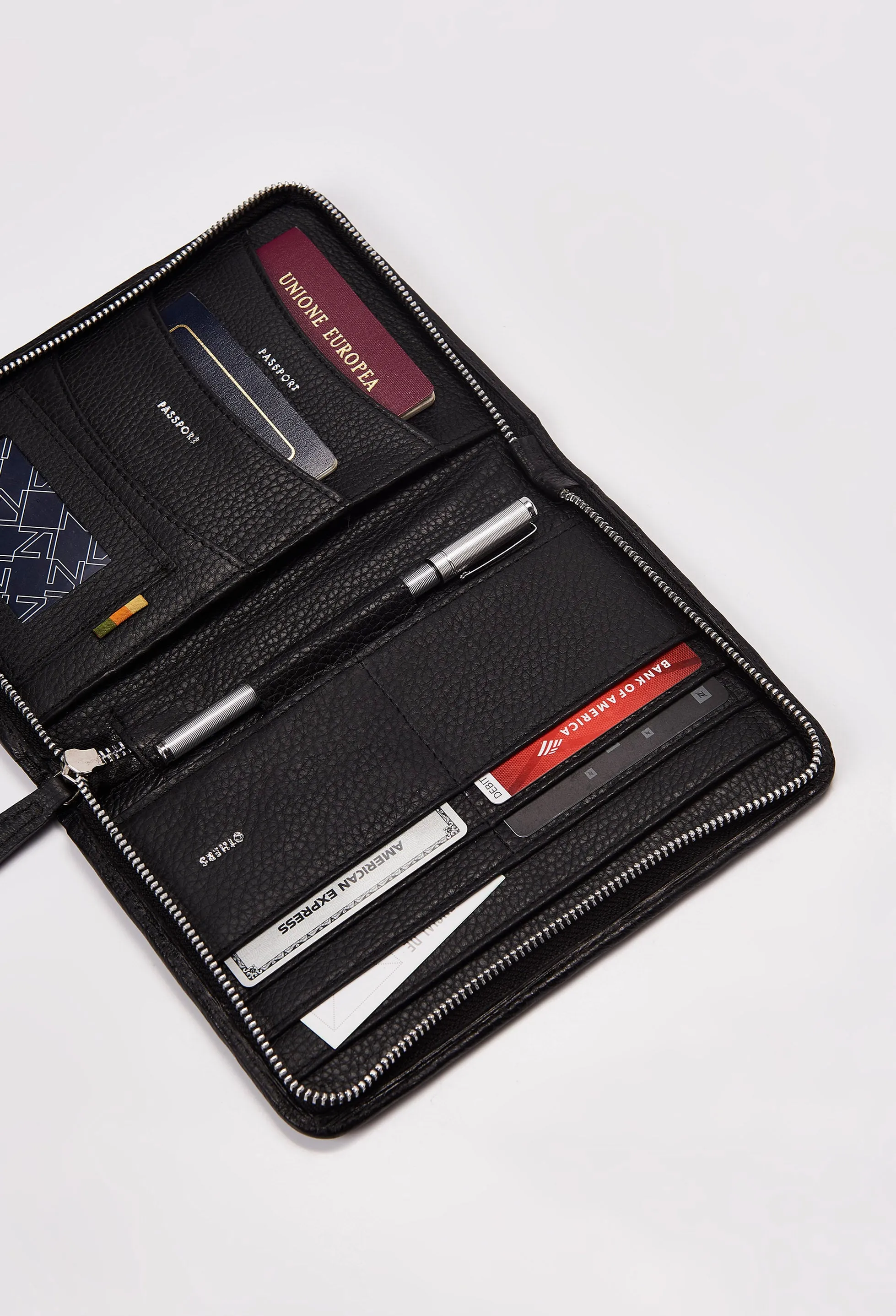 Black Leather Passport Holder