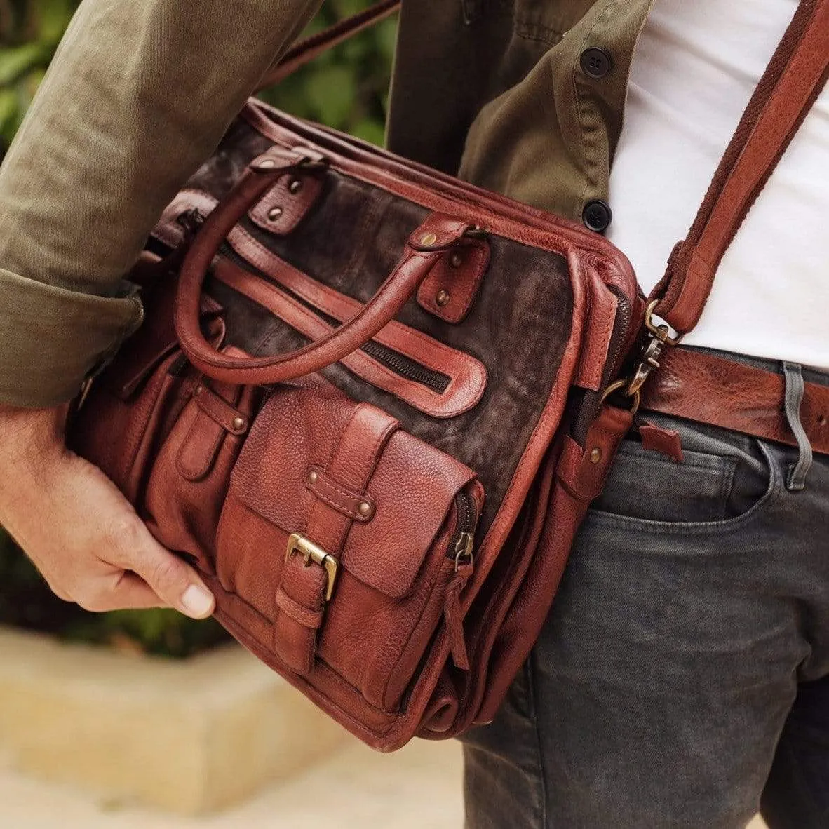 Boomsma | Men's Leather Messenger Bag | Laptop Briefcase