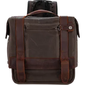 Burly Brand Throwover Saddlebags - Dark Oak Waxed Cotton