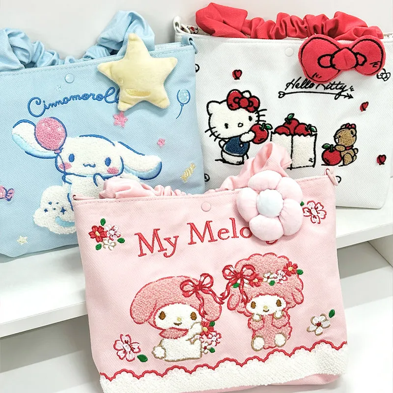 Cartoon Embroidered Portable Messenger Bag