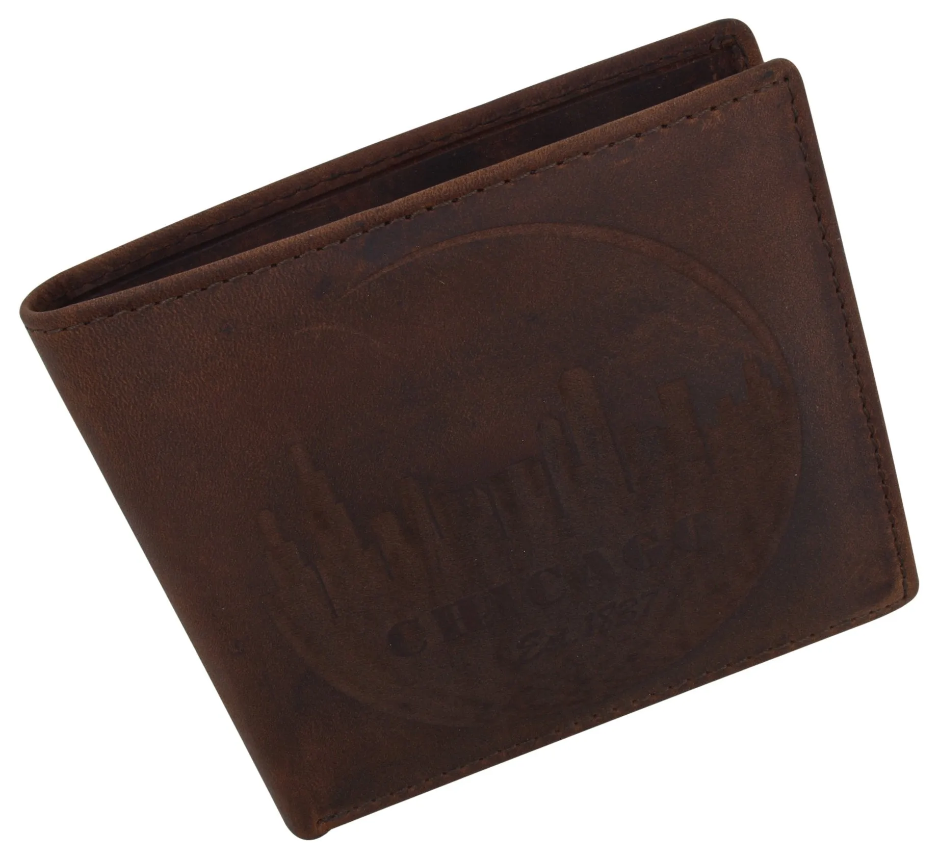 Chicago City Logo RFID Mens Leather Credit Card ID Bifold Wallet /53HTC Chicago