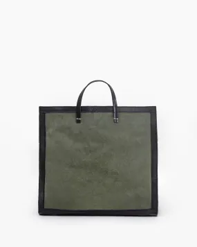 Clare V. - Simple Tote in Army Suede w/ Black Neptune Border