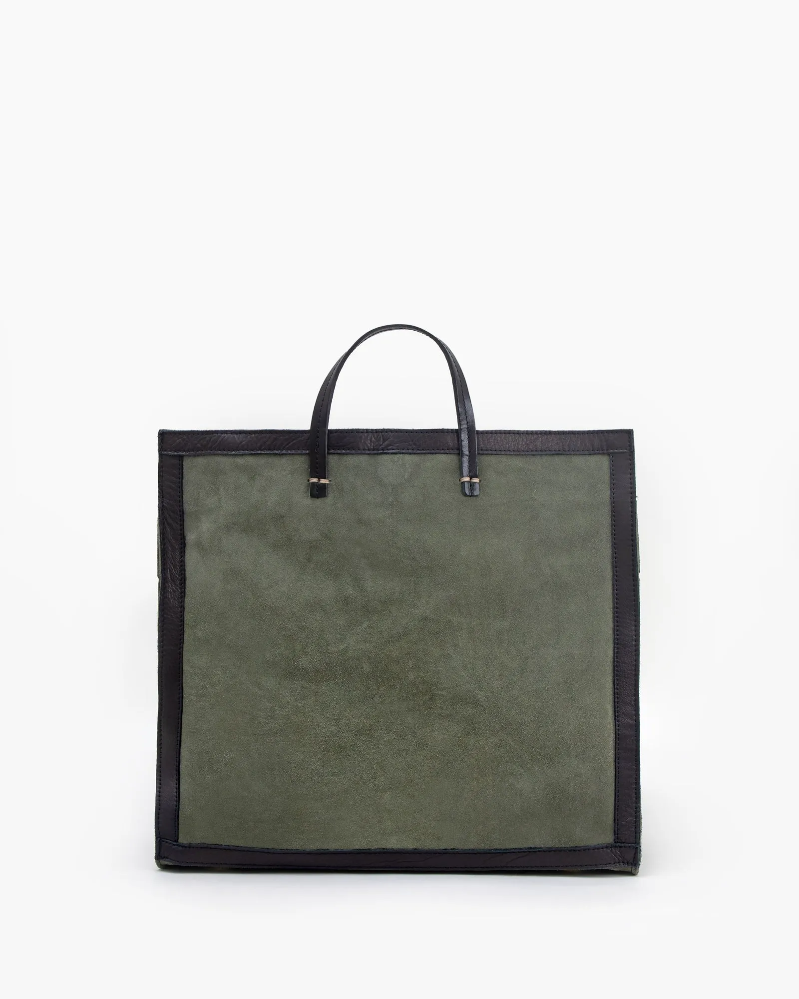 Clare V. - Simple Tote in Army Suede w/ Black Neptune Border