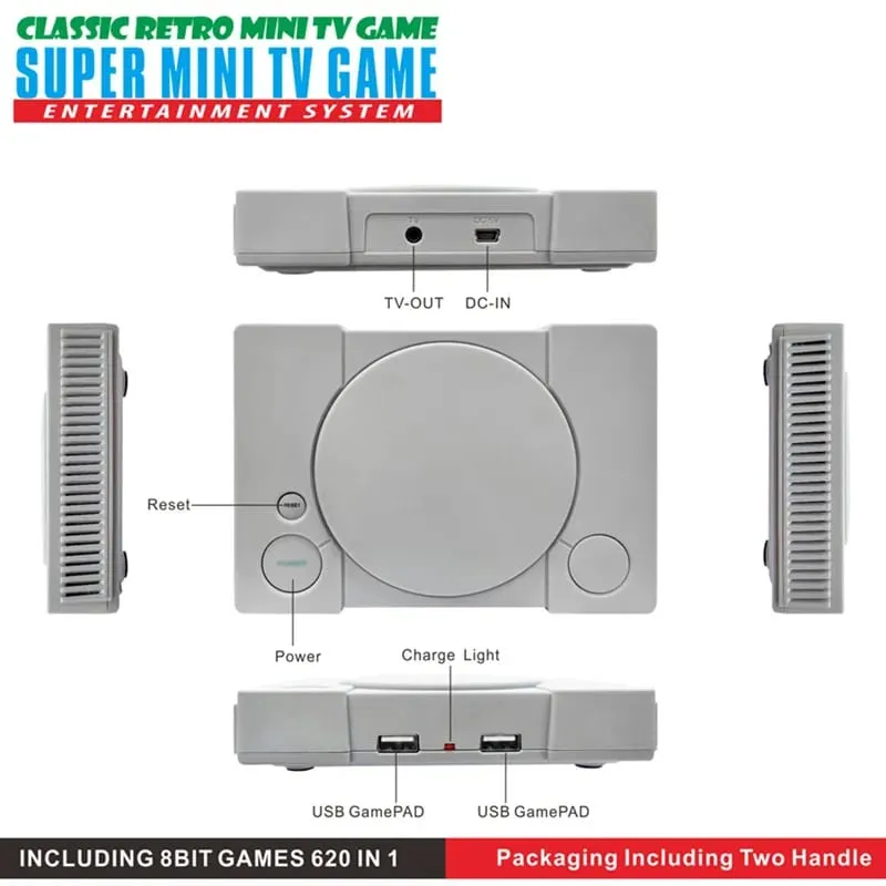 Classic 8-bit Nostalgic host for PS1 can store 620 Game Enthusiast Entertainment System Retro Double Battle Game Console