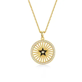 Céline Black Enamel Star Medallion Pendant Necklace