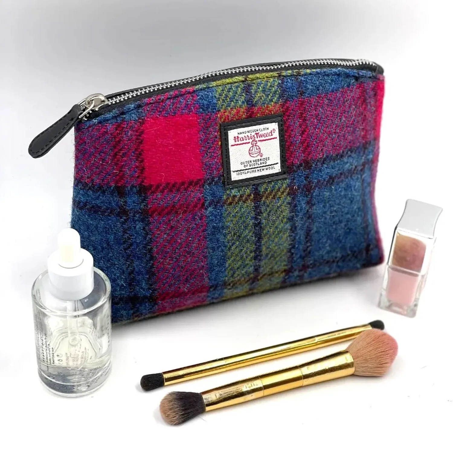 Cosmetic Bag Blue/Pink Check