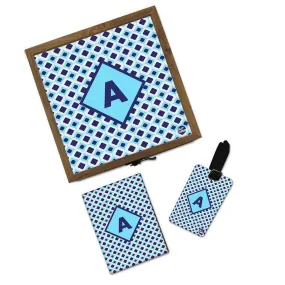 Custom Passport Holder - Blue Diamonds