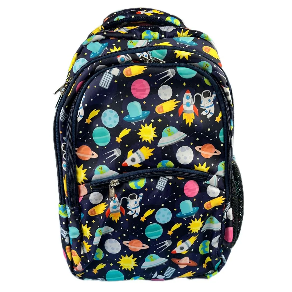 Cute Space Universe / Dinos / Unicorns Printed Large Capacity Backpack For Kids