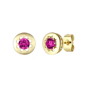 Daphne Solitaire Bezel Stud Pink Earrings