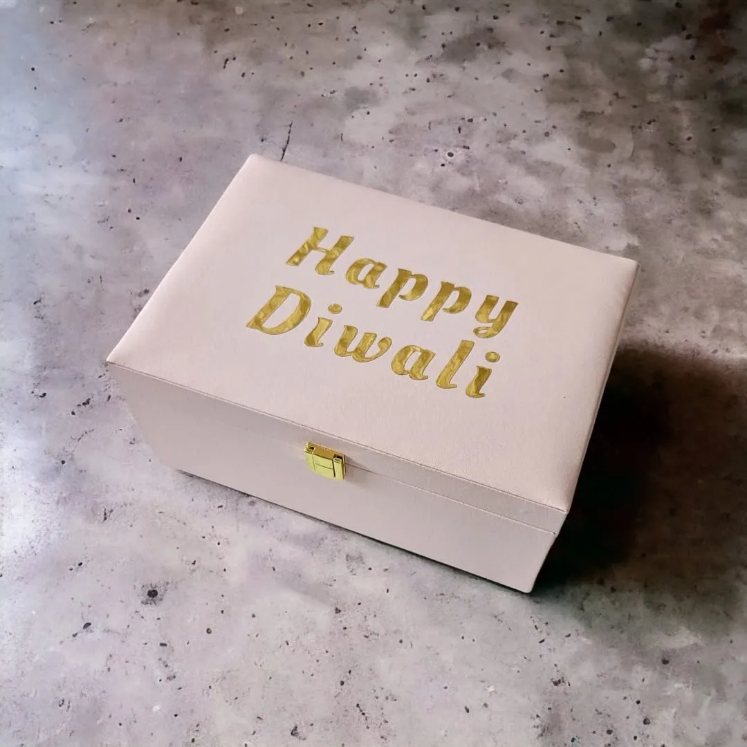 Diwali Gift Box with Custom Silver Coin Hamper Dry Fruits Silver Coin Chocolate & Candle