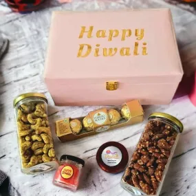 Diwali Gift Box with Custom Silver Coin Hamper Dry Fruits Silver Coin Chocolate & Candle