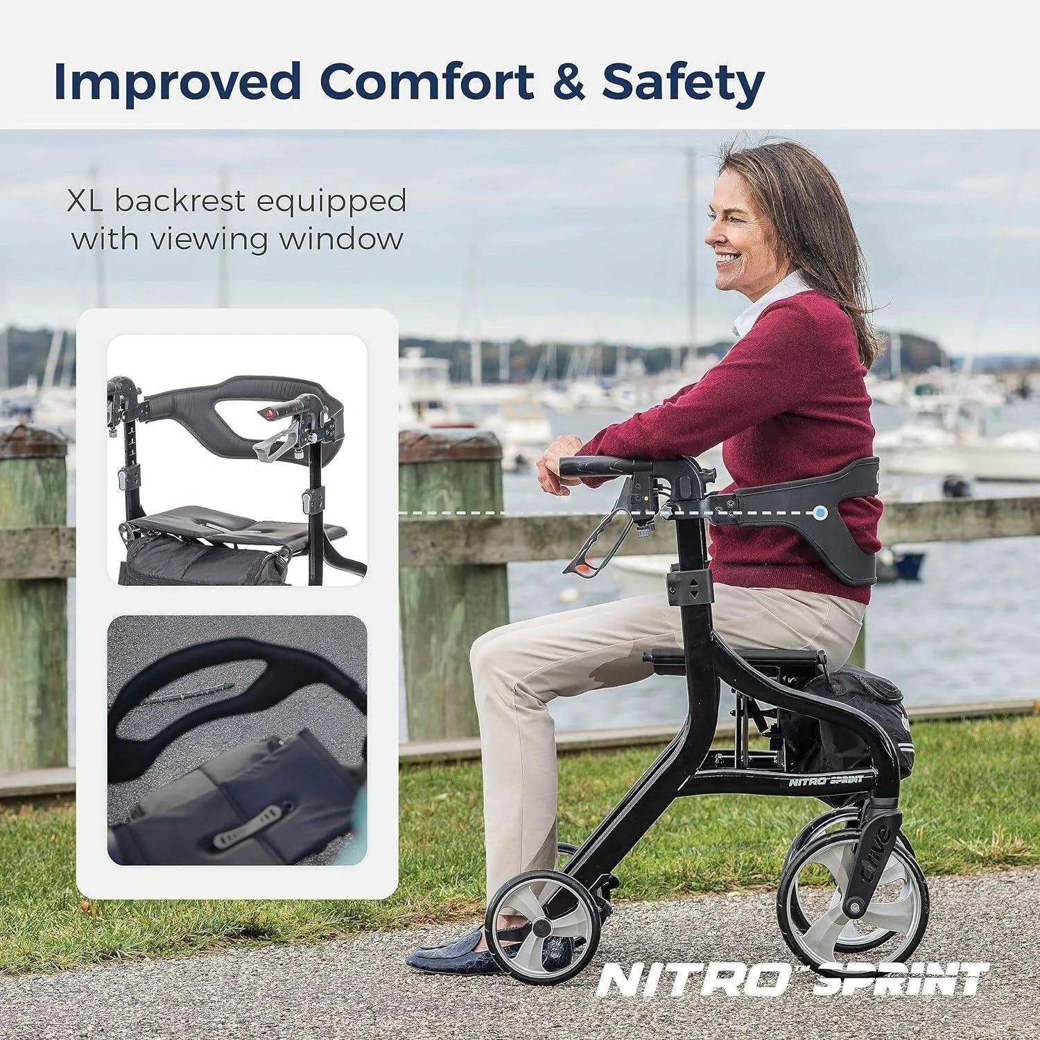 Drive Medical Nitro Sprint Rollator Rolling Walker - Tall