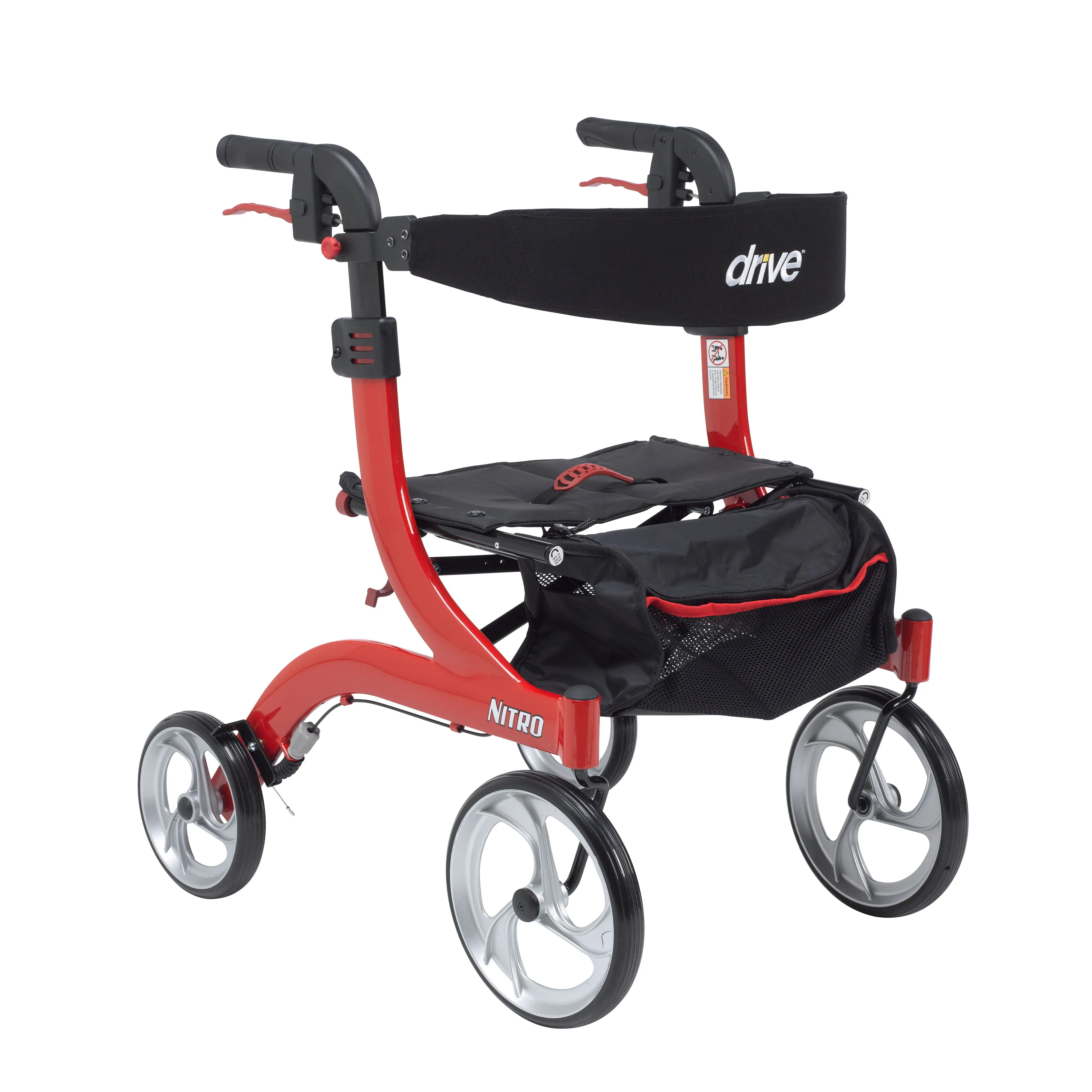 Drive Medical rtl10266-h Nitro Euro Style Walker Rollator, Hemi Height, Red