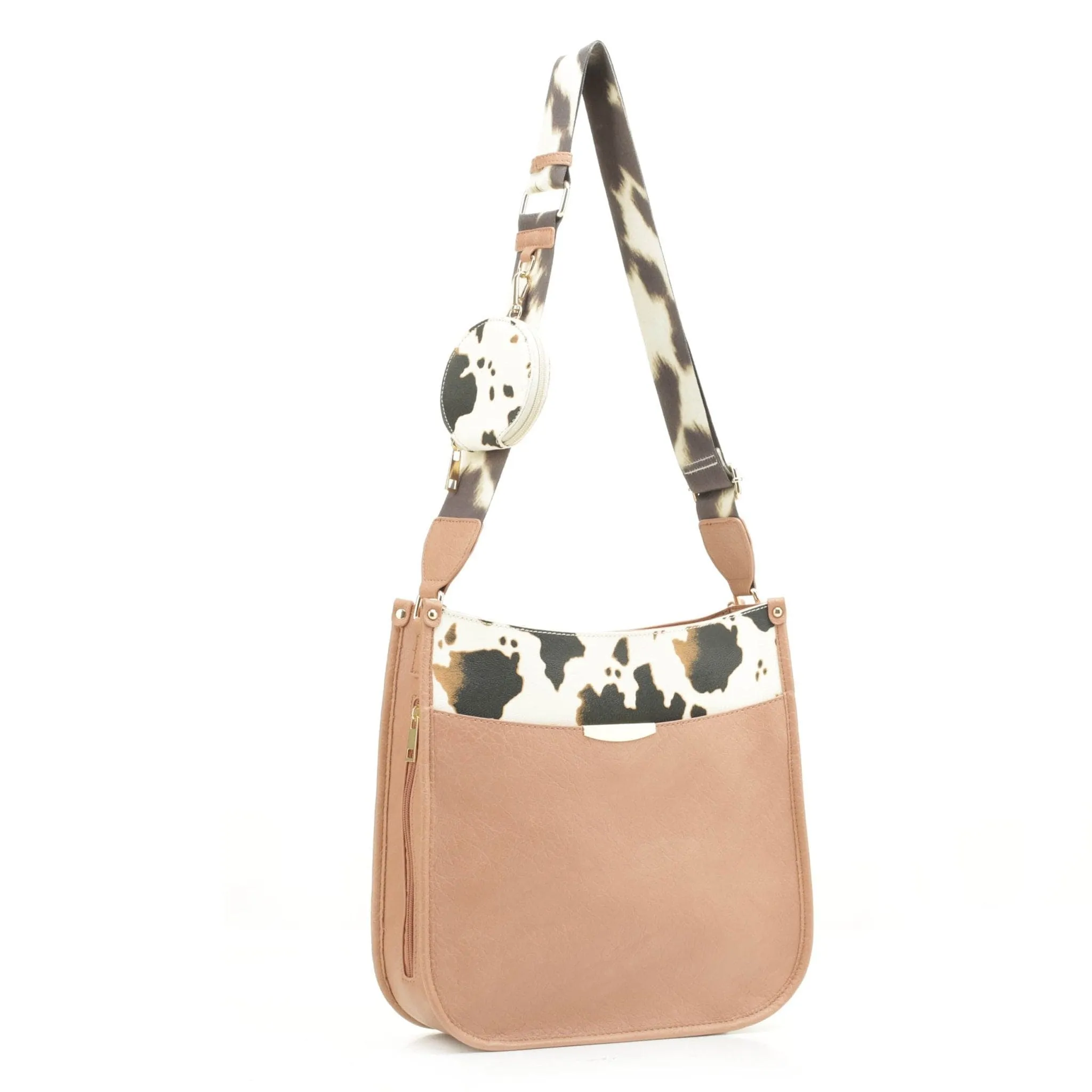 DS97160U2-6 Plain Cow Printed 2 in 1 Messenger Crossbody Bag