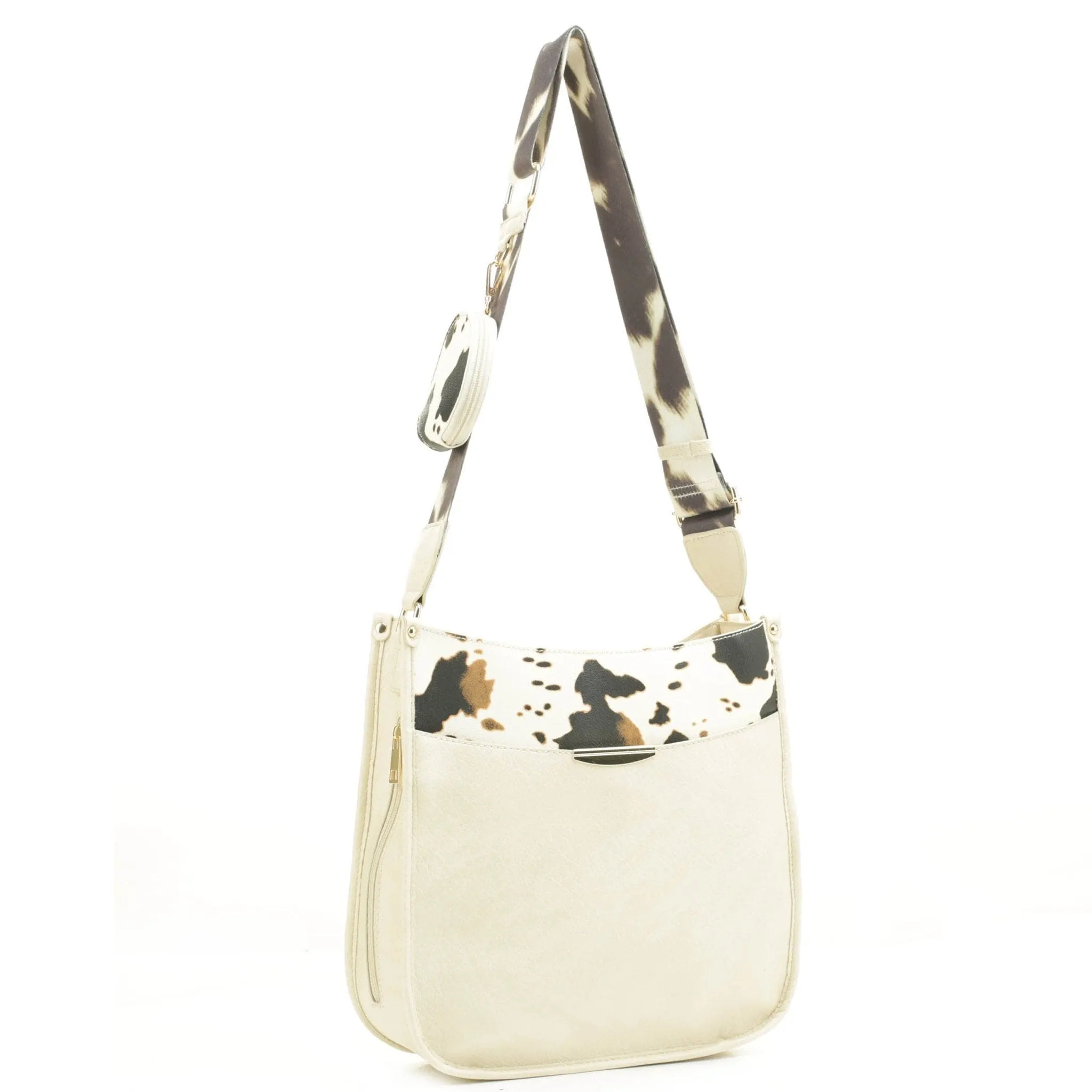 DS97160U2-6 Plain Cow Printed 2 in 1 Messenger Crossbody Bag