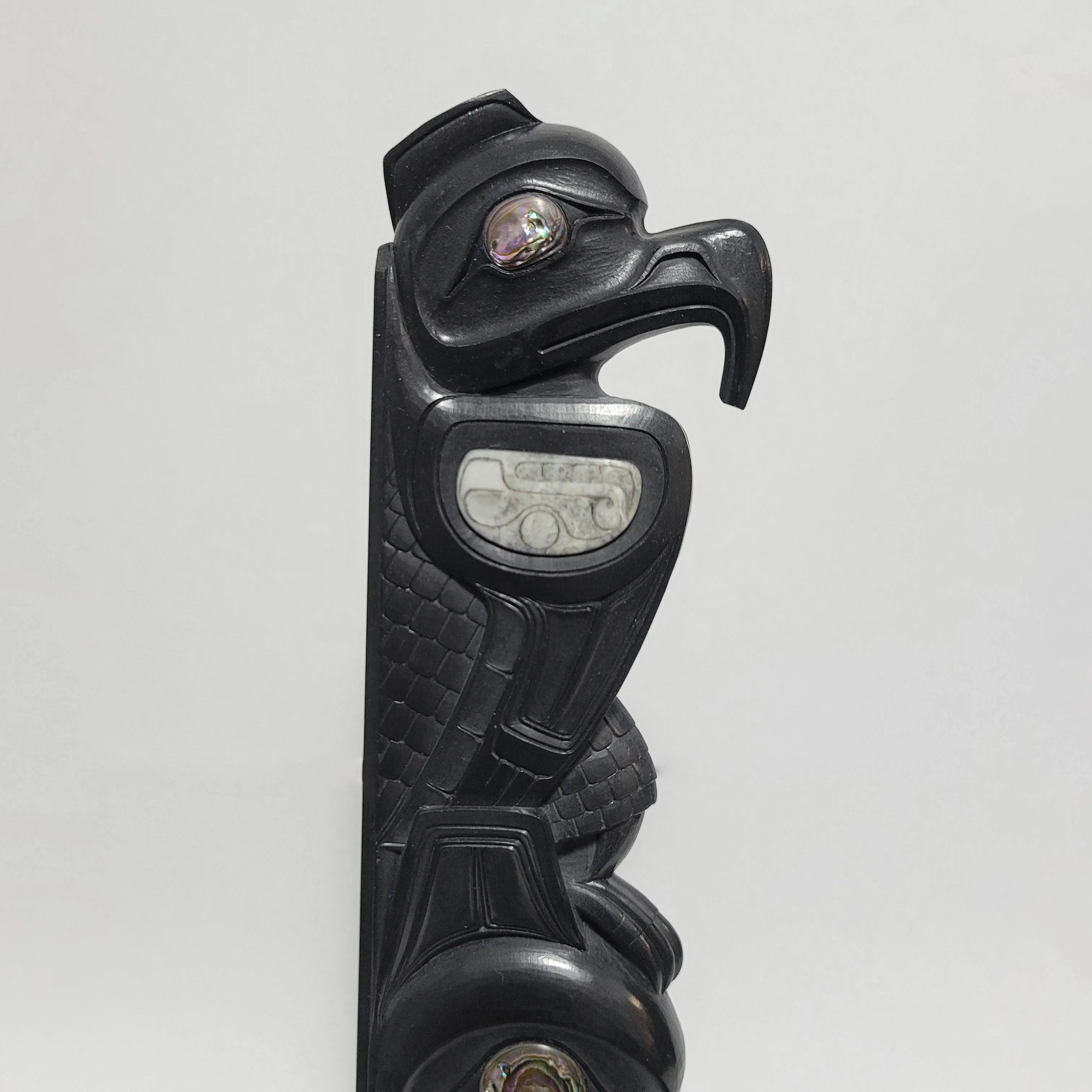 Eagle and Bear Argillite Totem Pole