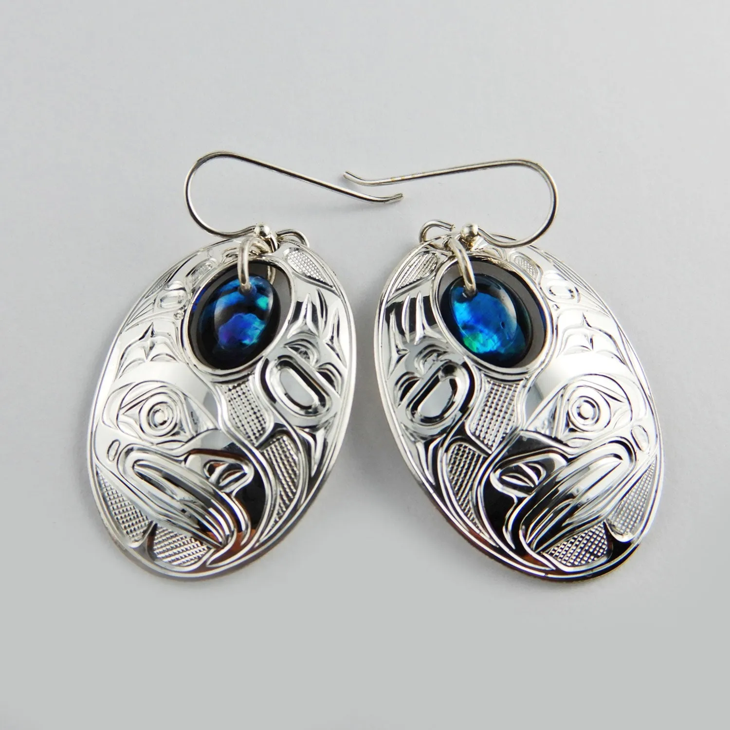 Eagle Silver Earrings with Abalone