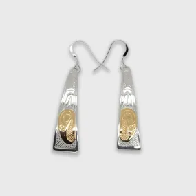 Eagle Triangle Crest Earrings in Silver and Gold