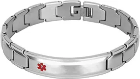 Elegant Surgical Grade Steel Medical Alert ID Bracelet For Men and Women (Men's, {Blank / Empty} No Message)