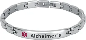 Elegant Surgical Grade Steel Medical Alert ID Bracelet - Women's / Alzheimer's