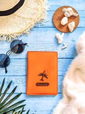 Fiery Orange Vegan Leather Passport Cover