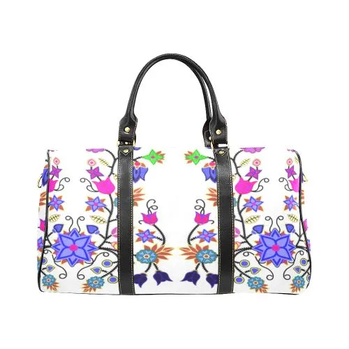 Floral Beadwork Seven Clans White Waterproof Travel Bag