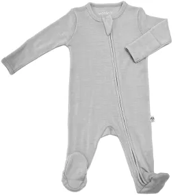 Footie Pajamas, Merino Wool, Gray