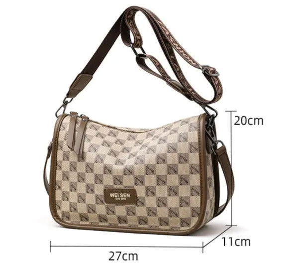 Genuine leather bag this year's popular women's bag new bag horsebit print retro light luxury single shoulder crossbody bag for women