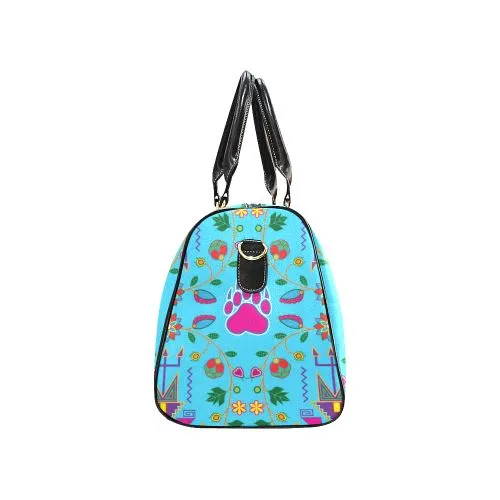 Geometric Floral Fall-Sky Blue Waterproof Travel Bag