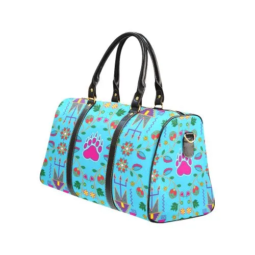 Geometric Floral Fall-Sky Blue Waterproof Travel Bag