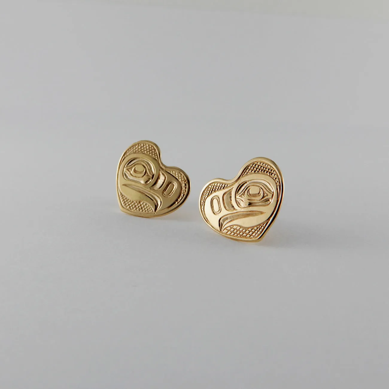 Gold Eagle Heart Studs / Earrings