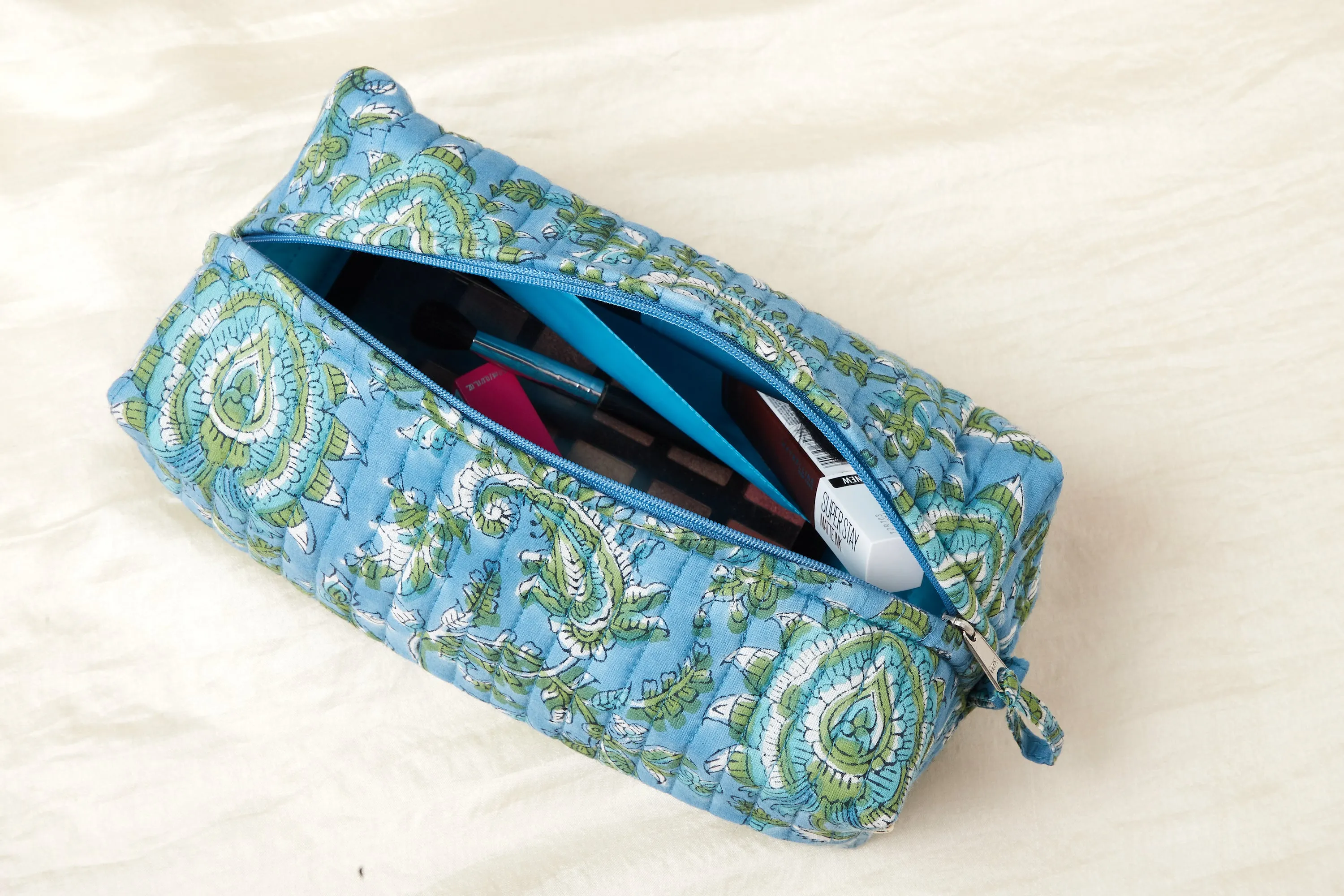 Hand Block Print Cosmetic Wash Bag Large