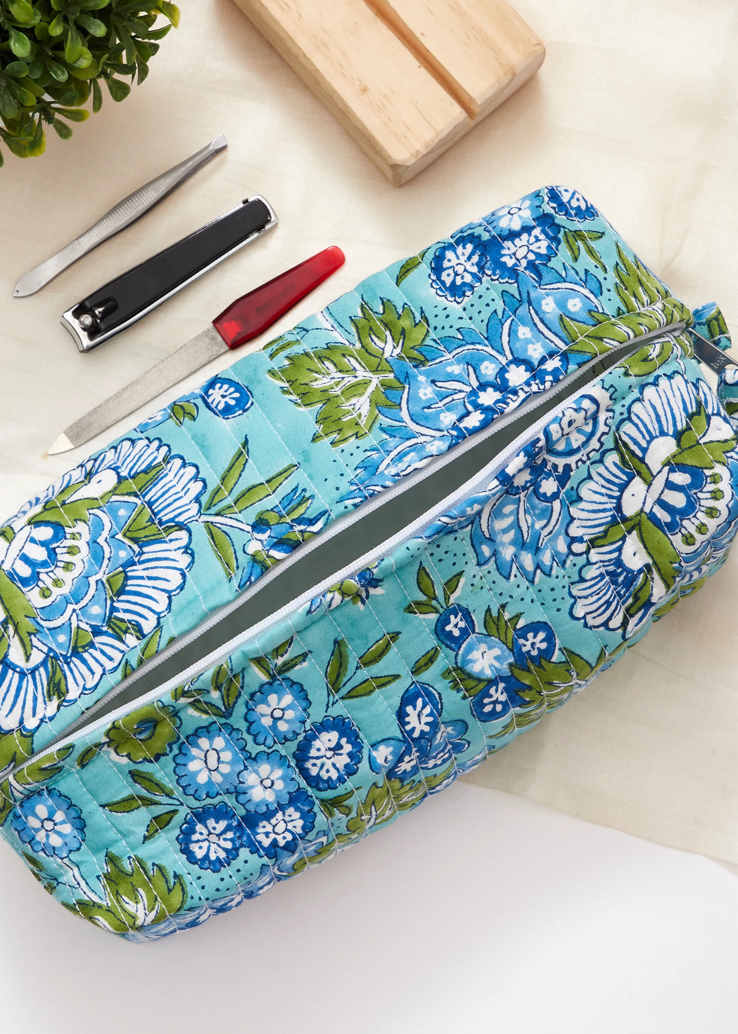 Hand Block Print Cosmetic Wash Bag Large