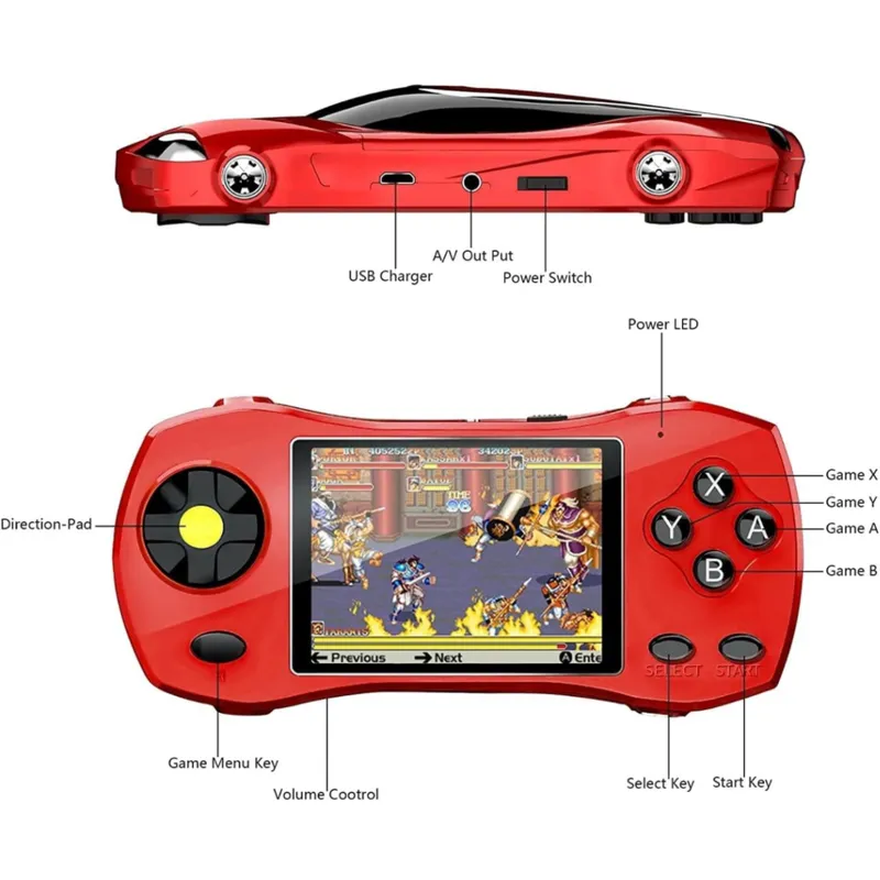 Handheld Video Game Car Console (620 Retro Games) | Assorted Colour