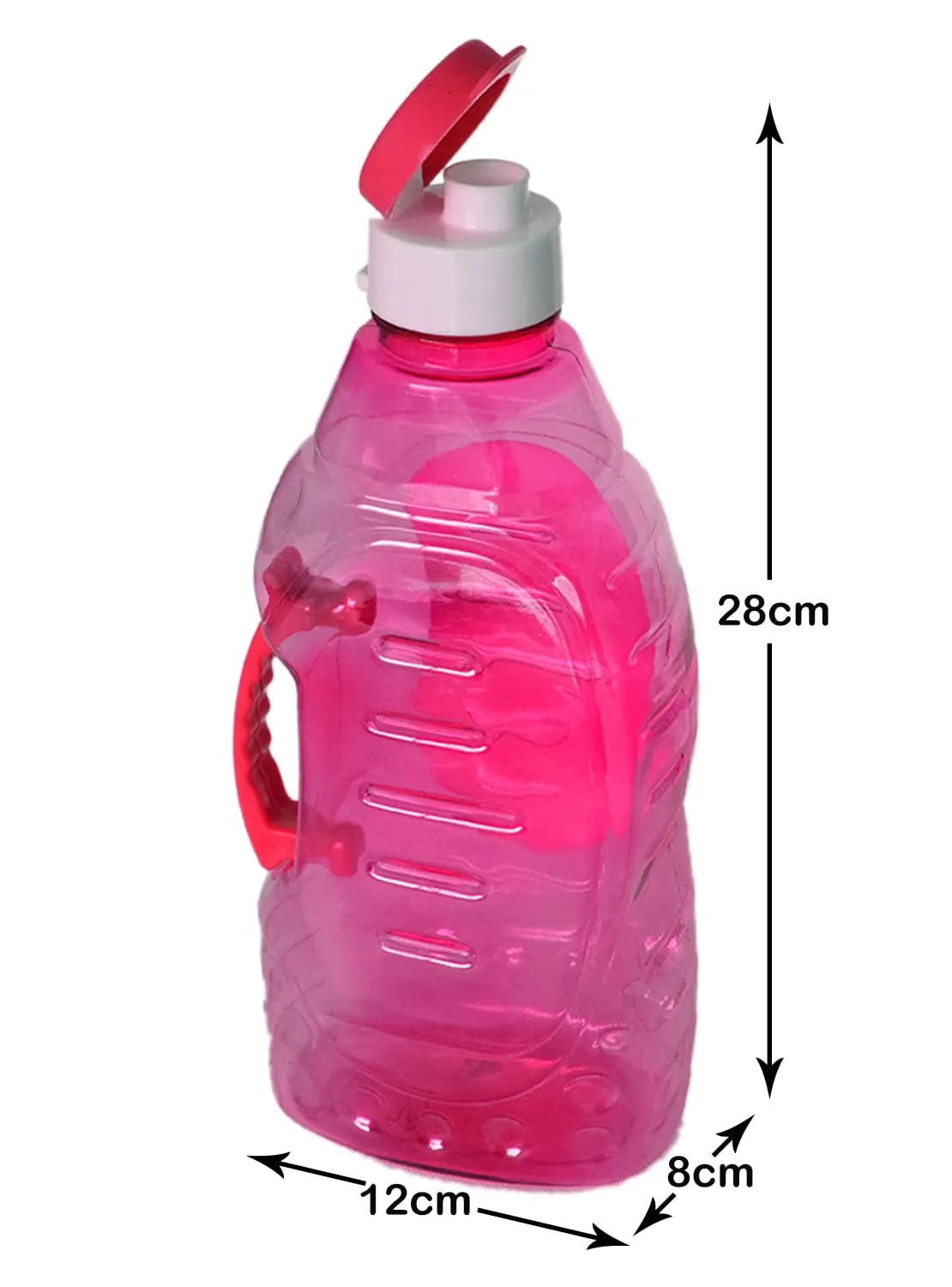 Heart Home Tranasparent Platic Water Bottle with Handle, 1500ml- Pack of 3 (Pink)-50HH01869