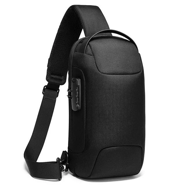 Hnzxzm Men's Waterproof USB Oxford Crossbody Bag Anti-theft Shoulder Sling Bag Multifunction Travel Messenger Chest Pack For Male