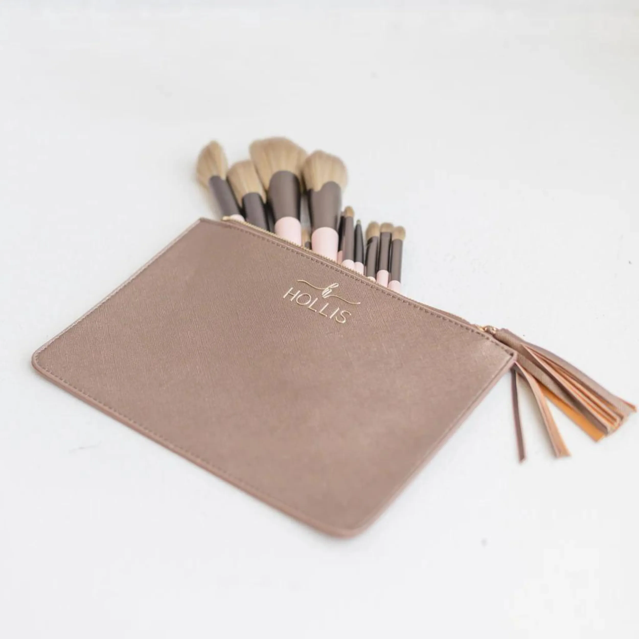 Hollis | Brush and Pouch Set in Metallic Mocha